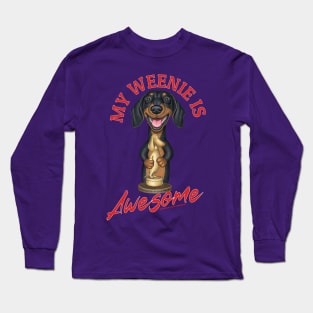 Fun Loving Weenie Dog Earning Awesome Award Long Sleeve T-Shirt